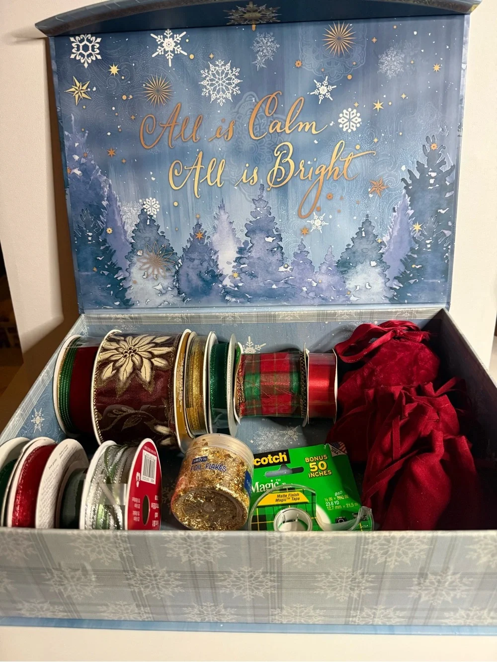 Gift Box “All Is Bright “Blue Holiday with Gold Script